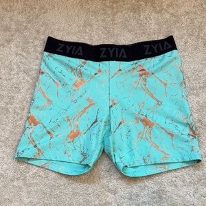ZYIA Turquoise and Copper Patterned Shorts